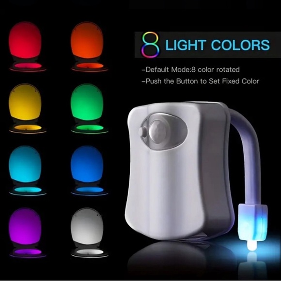 1pc Motion Sensor Toilet Night Light, 8-Color LED Bowl Light - Picture 8 of 8